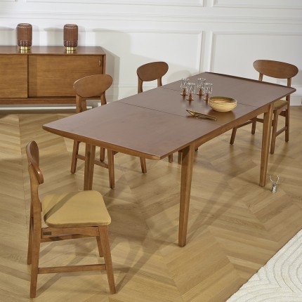 DALHIA - Extendable dining table in wood, Nordic style, 6/8 settings