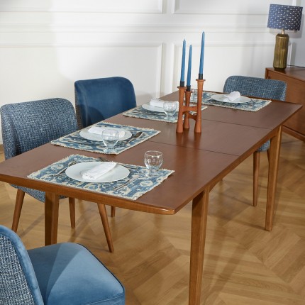 Table de salle à manger ovale en bois massif de style nordique