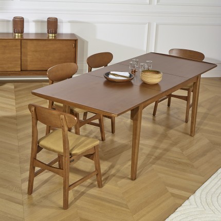 DALHIA - Mesa de comedor extensible de madera, estilo nórdico, 6/8 plazas