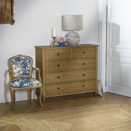 OLIVIA - Romantic oak dresser, 5 drawers