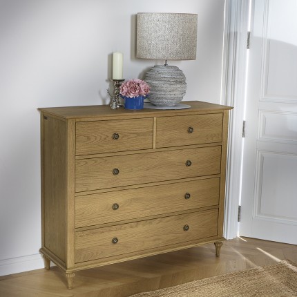 OLIVIA - Romantic oak dresser, 5 drawers